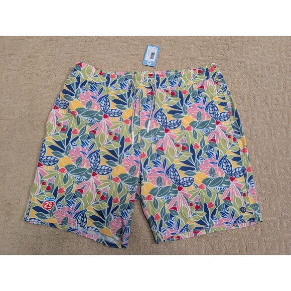NWT Johnnie-O Swim Trunks Mens Medium Zest Floral 7 inch inseam - Picture 1 of 12